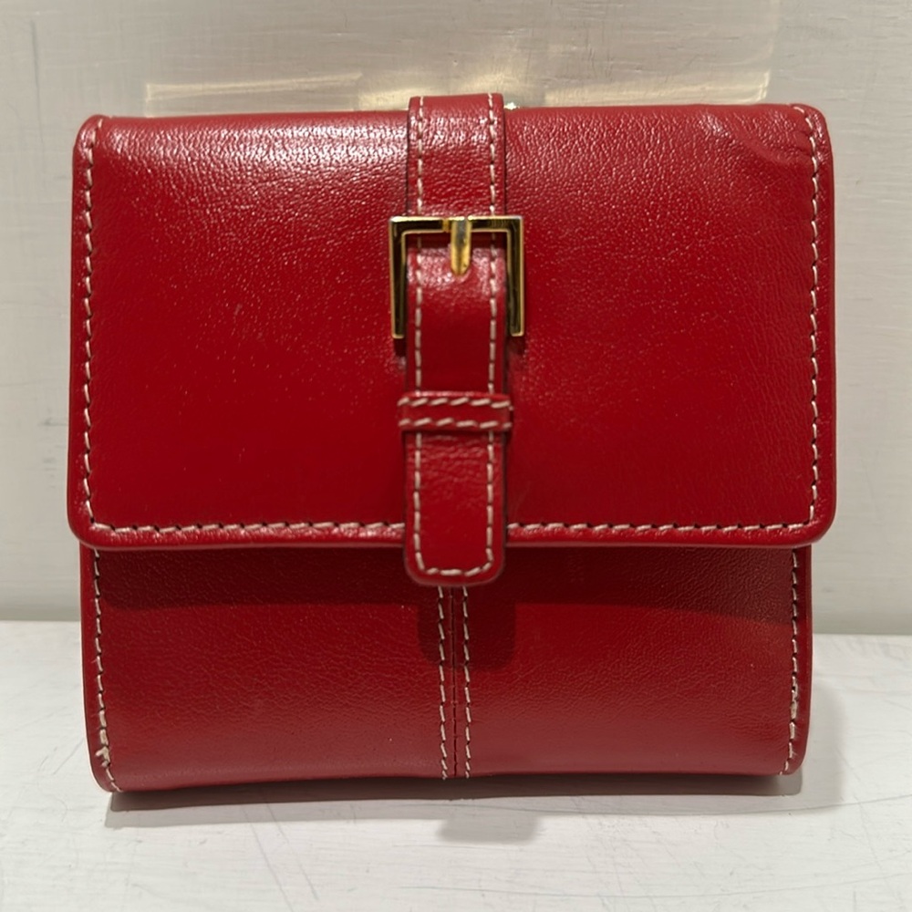 MARKS & SPENCER Small Red Leather Bifold Wallet